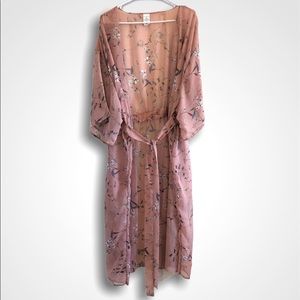 NWOT Pink Floral Kimono Robe